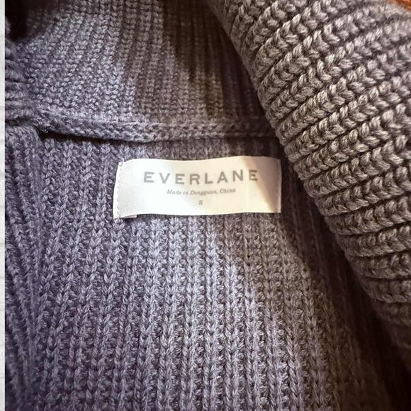 Everlane Men’s Chunky Knit Gray 100% Wool Shawl Collar Cardigan grandpa - Picture 9 of 10